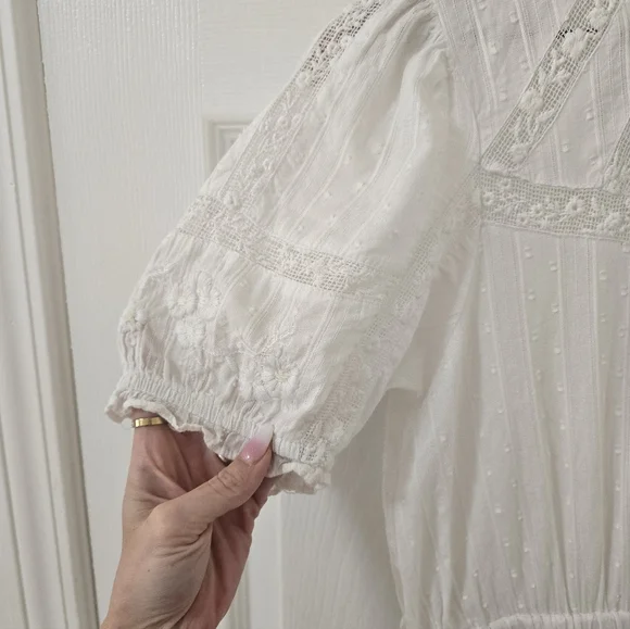 Zara White Cotton Short Sleeves Mini Dress Size M - Picture 4 of 6